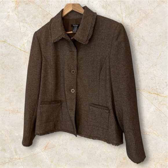 WOMENS BROWN TAN BOB MACKIE SUIT COAT CAREER CASUAL JACKET BLAZER SIZE 16 - Picture 1 of 6